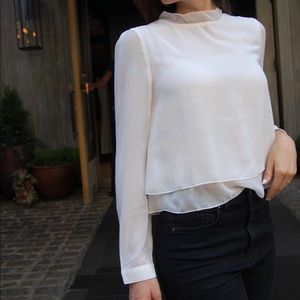 White, Long-Sleeve Layered Blouse